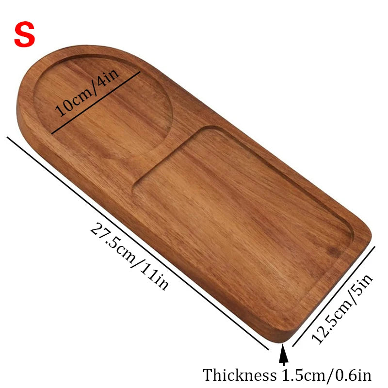 Solid Wood Coffee & Snack Tray – Modern Breakfast Serving Board