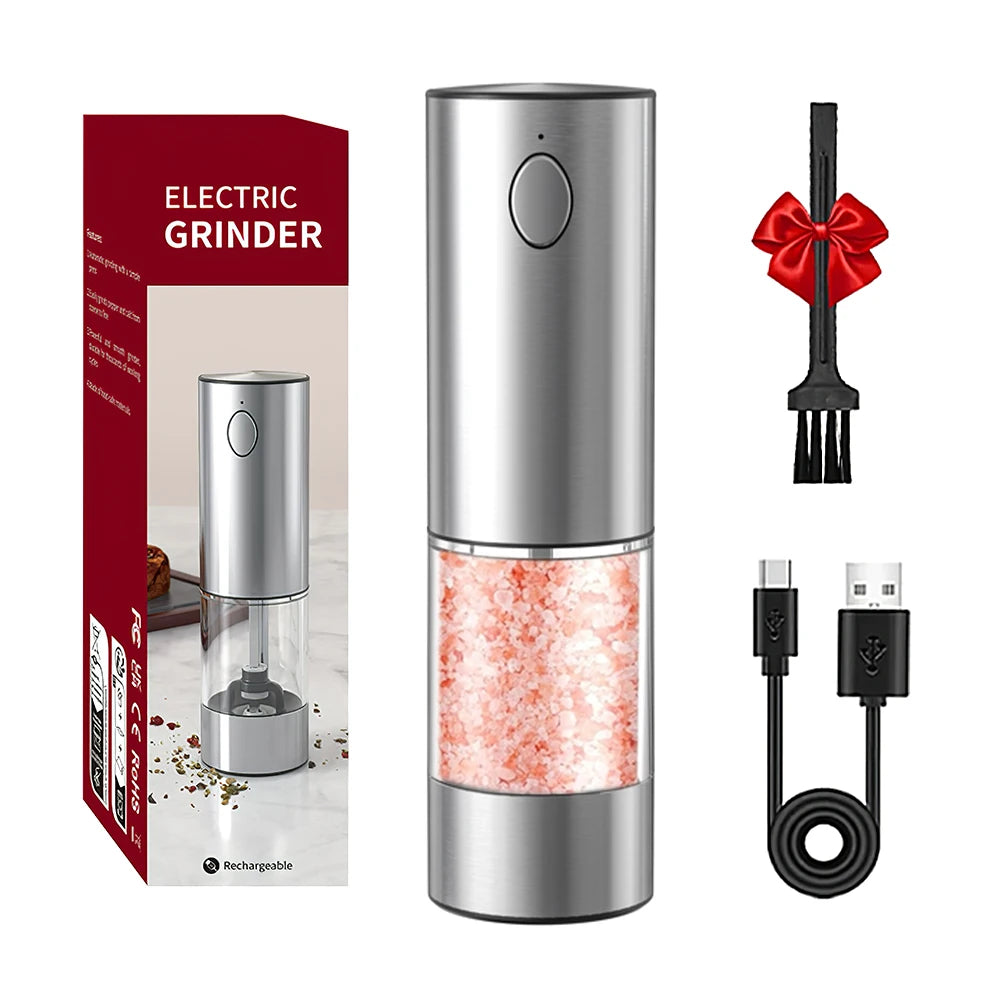 Electric Salt & Pepper Grinder Set – Stainless Steel, USB Rechargeable, Adjustable Coarseness