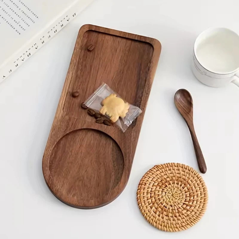 Solid Wood Coffee & Snack Tray – Modern Breakfast Serving Board