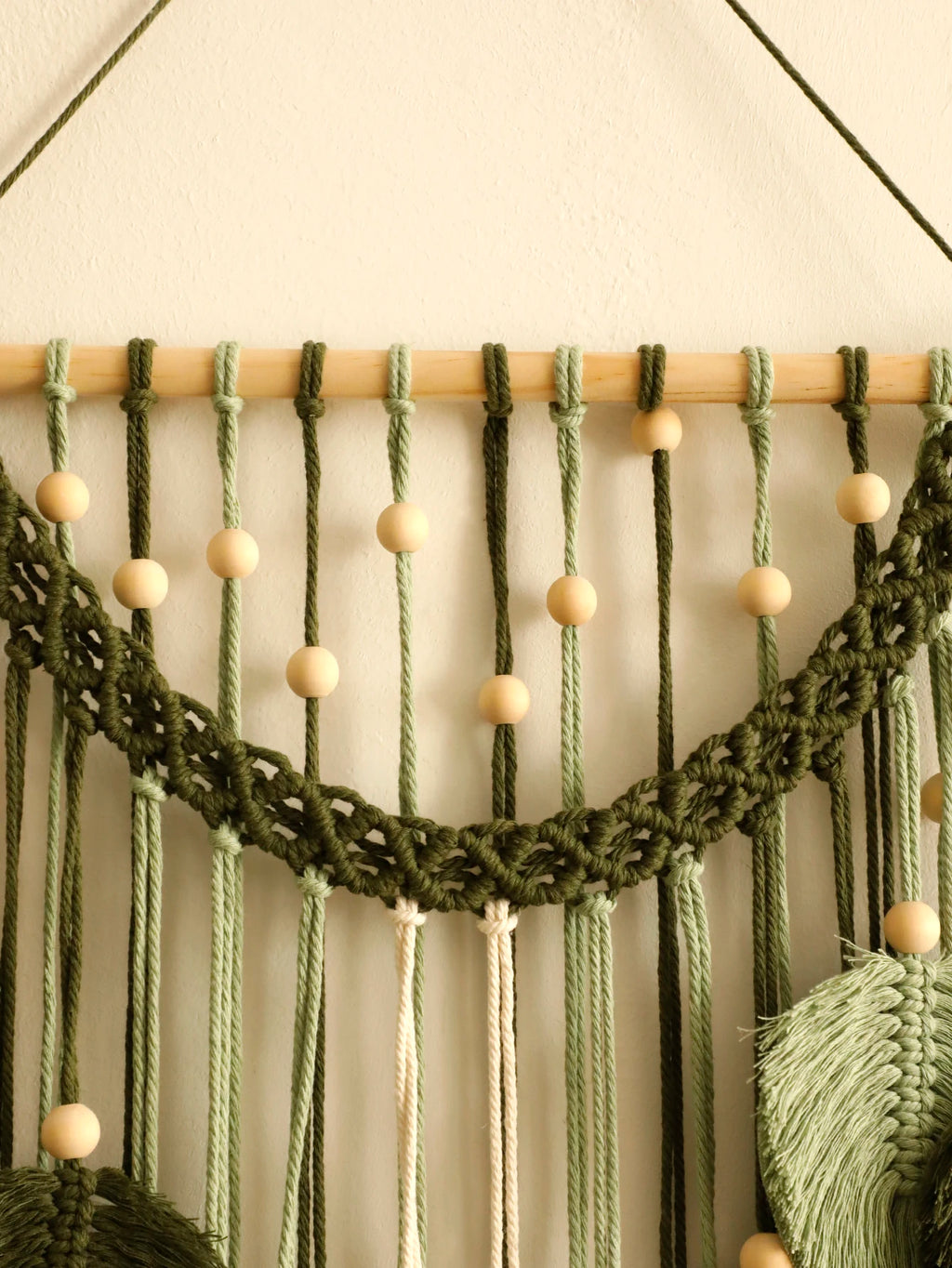 Rustic Macrame Leaf Wall Hanging | Neutral Boho Tapestry Decor